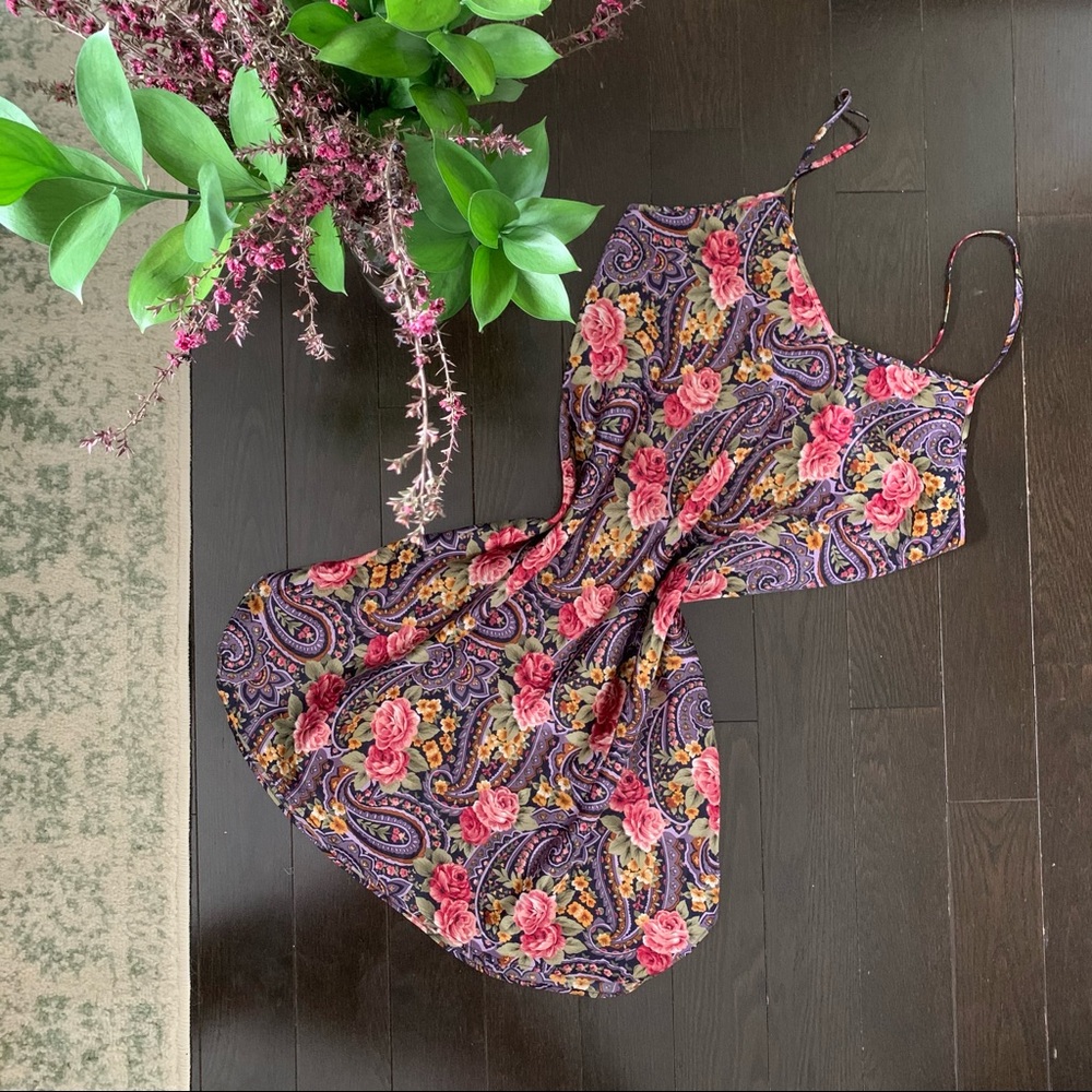 Vintage Silky Paisley Slip Dress